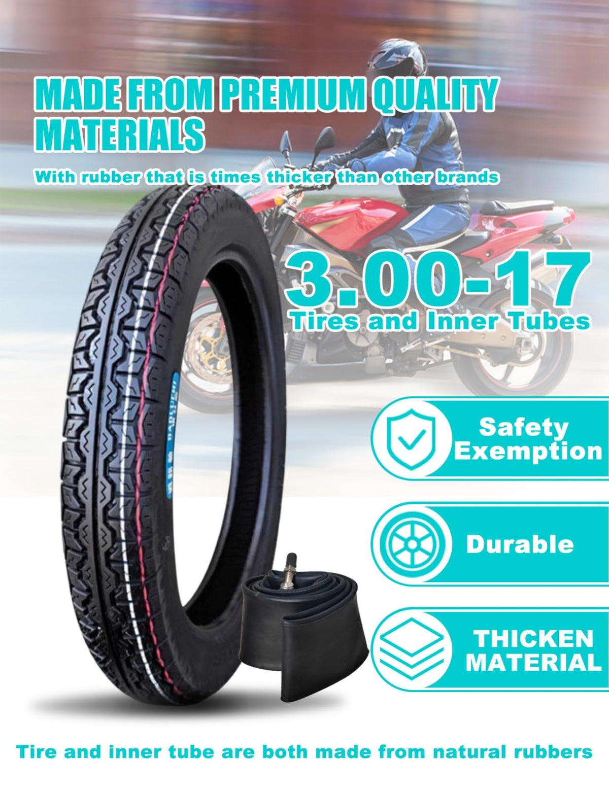 3.00-17 Dirt Bike Tire and Inner Tube Set Q47199