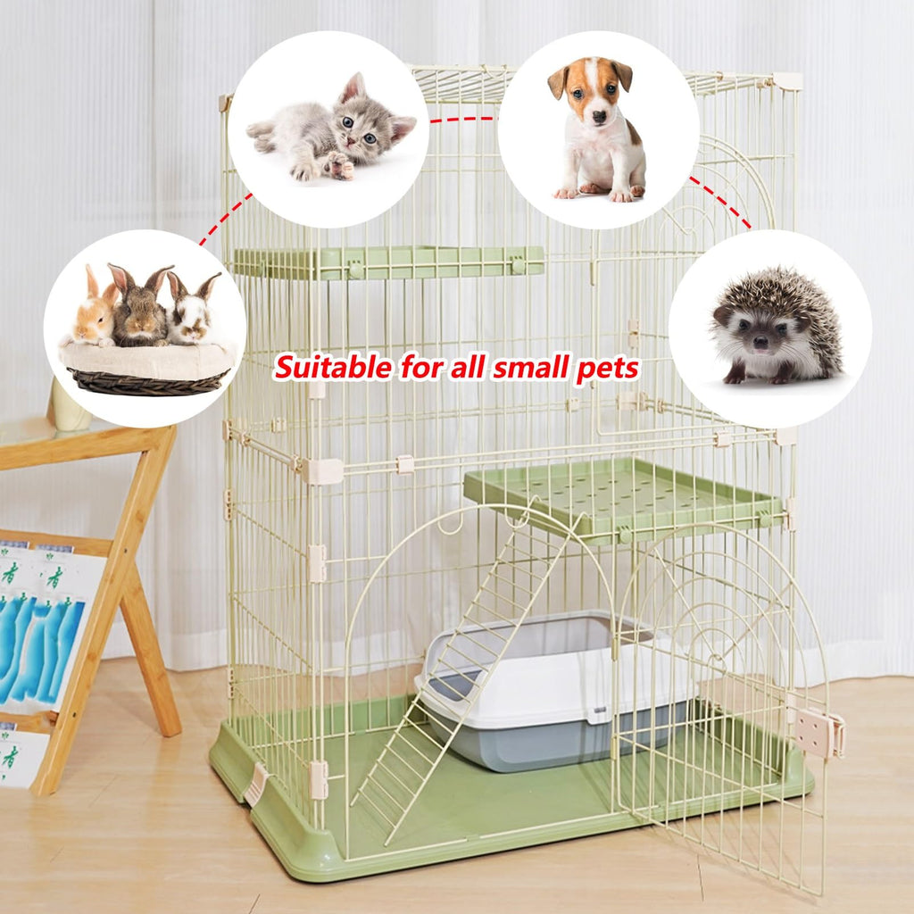 3/4-Tier Wire Cat Cage Playpen Kennel with Hammock B6807