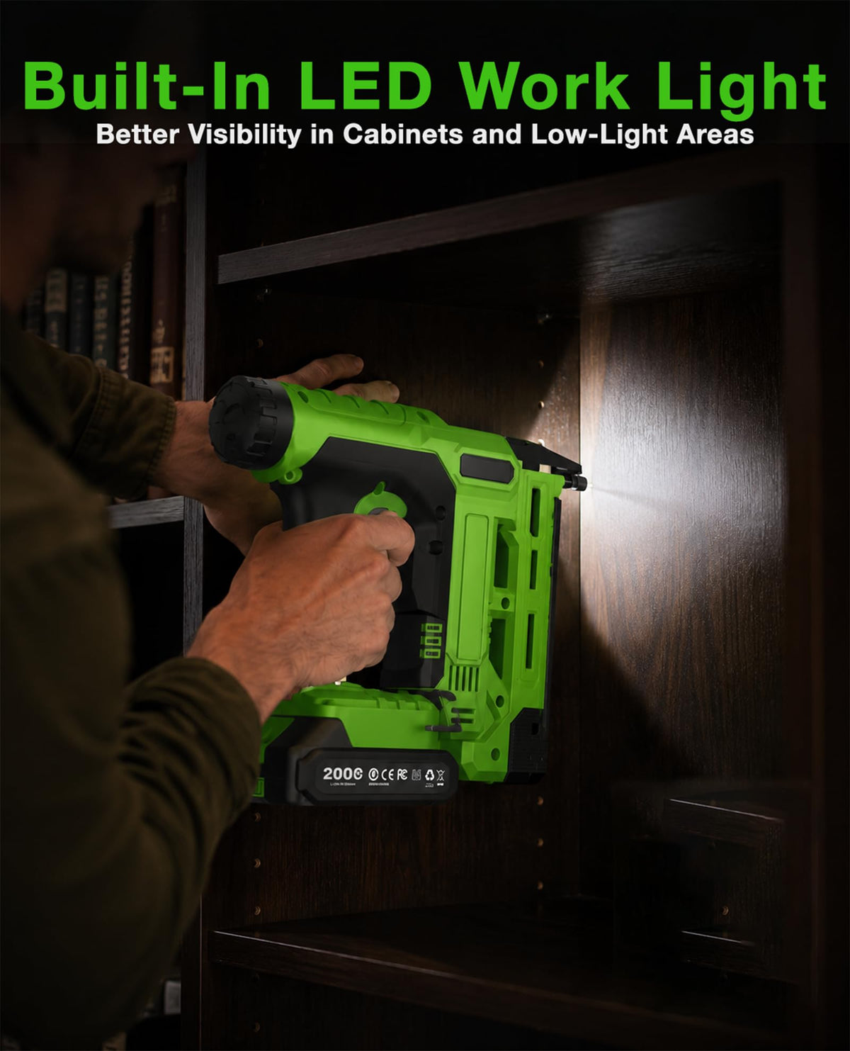 18-Gauge Cordless Brad Nailer 20V 2-in-1 Electric Nail Gun with 2 Batteries Z904820