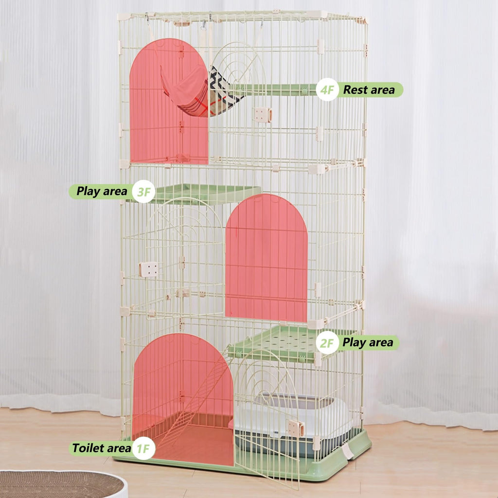 3/4-Tier Wire Cat Cage Playpen Kennel with Hammock B6807