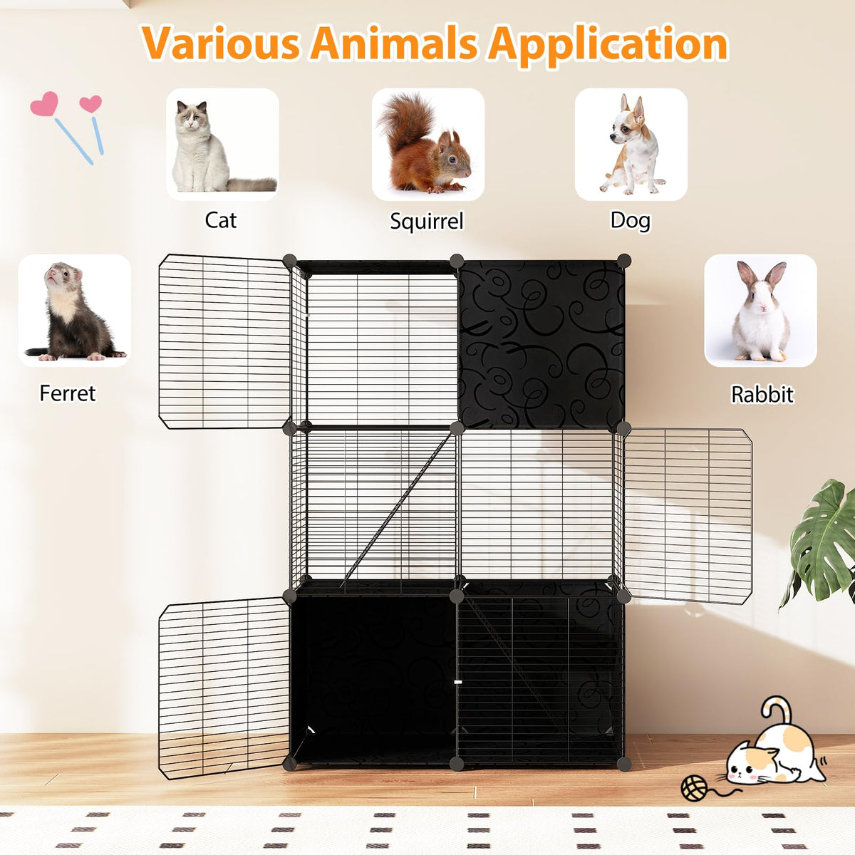 3-Tier Detachable Metal Wire Cat Cage X70739