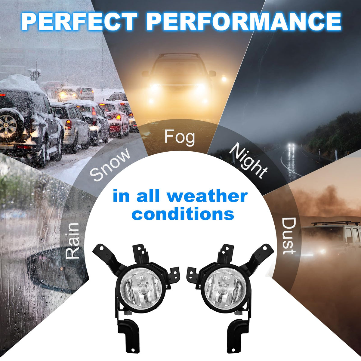 Driving Fog Lights with H11 12V 55W Halogen Bulbs & Switch and Wiring Kit W1735