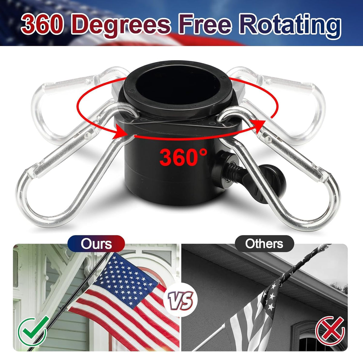5ft Tangle Free Flag Pole Kit with 3x5 US Flag O289