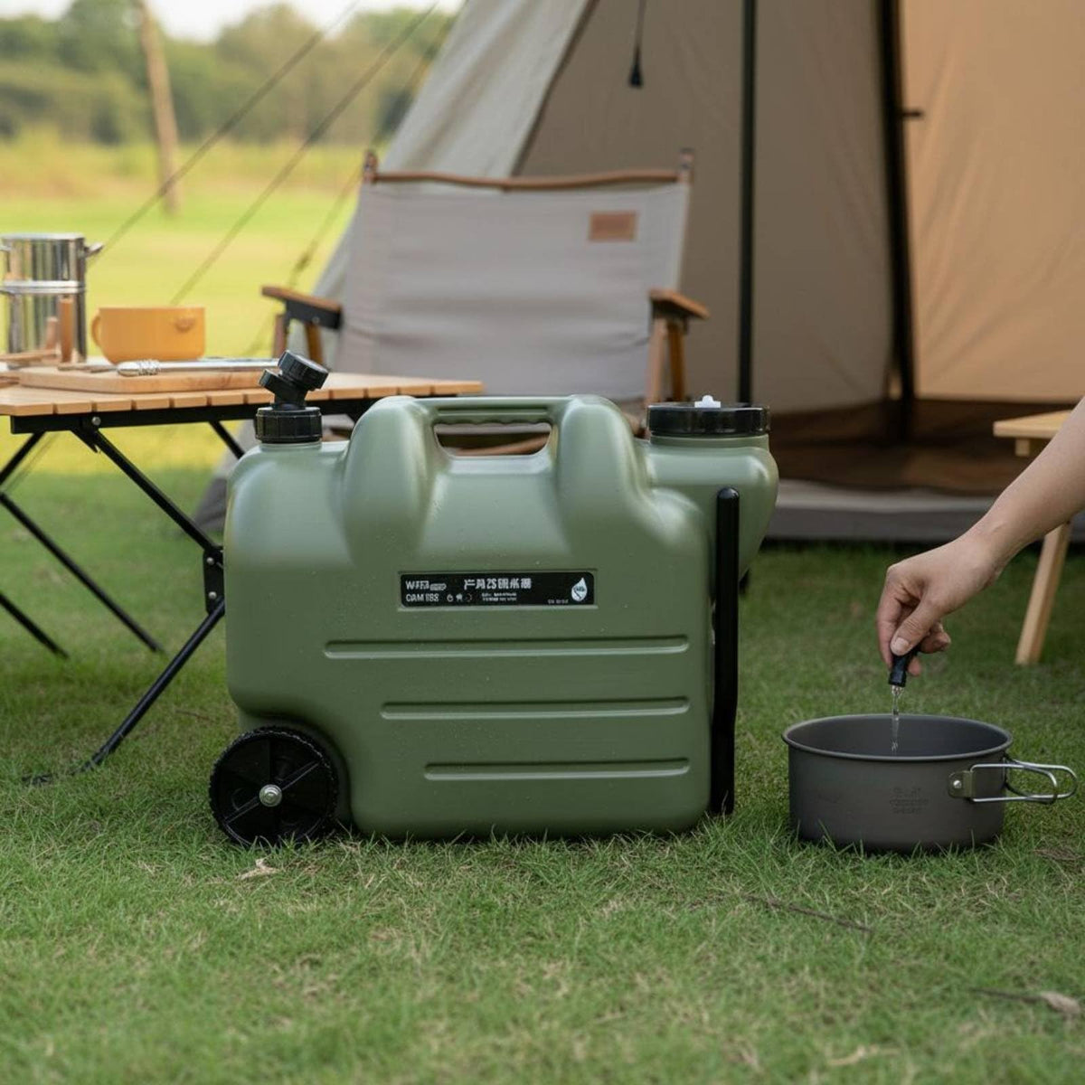 Portable Water Jug with Wheels and Built-In Tap P647926