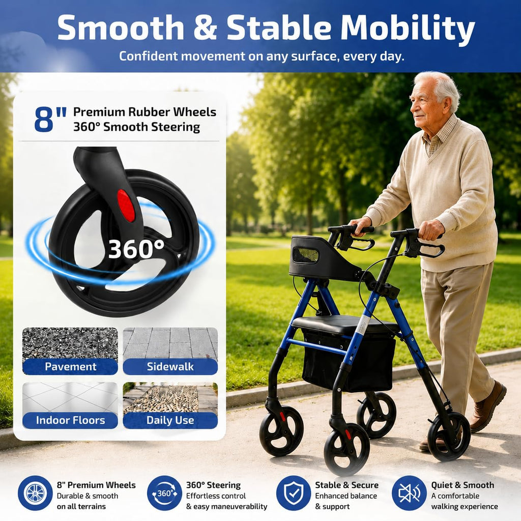 Rollator Walker with Seat 350 lb Capacity M55824