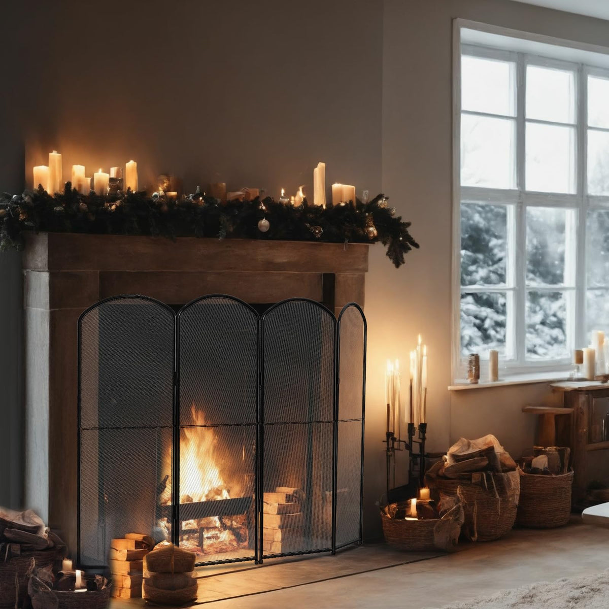 Foldable Wrought Iron Fireplace Screen B662