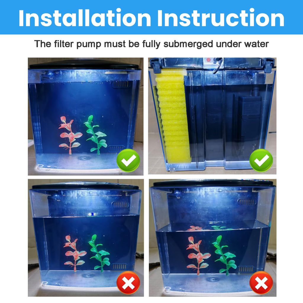 1.2 Gallon Aquarium Starter Kit with LED Light and Water Filter Pump U4912