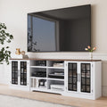 White Black TV Stand with 2 Cabinets and 3-Tier Shelves P36889