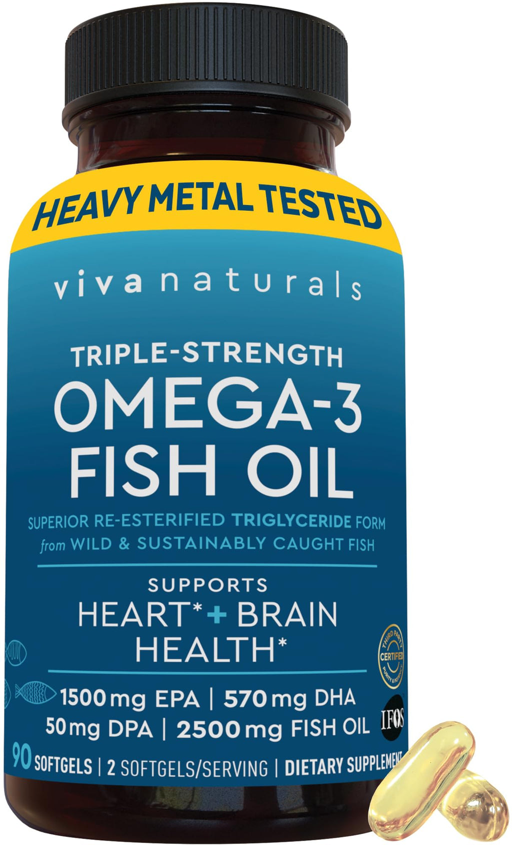 Omega 3 Fish Oil 2500 mg 90 Softgels D203104