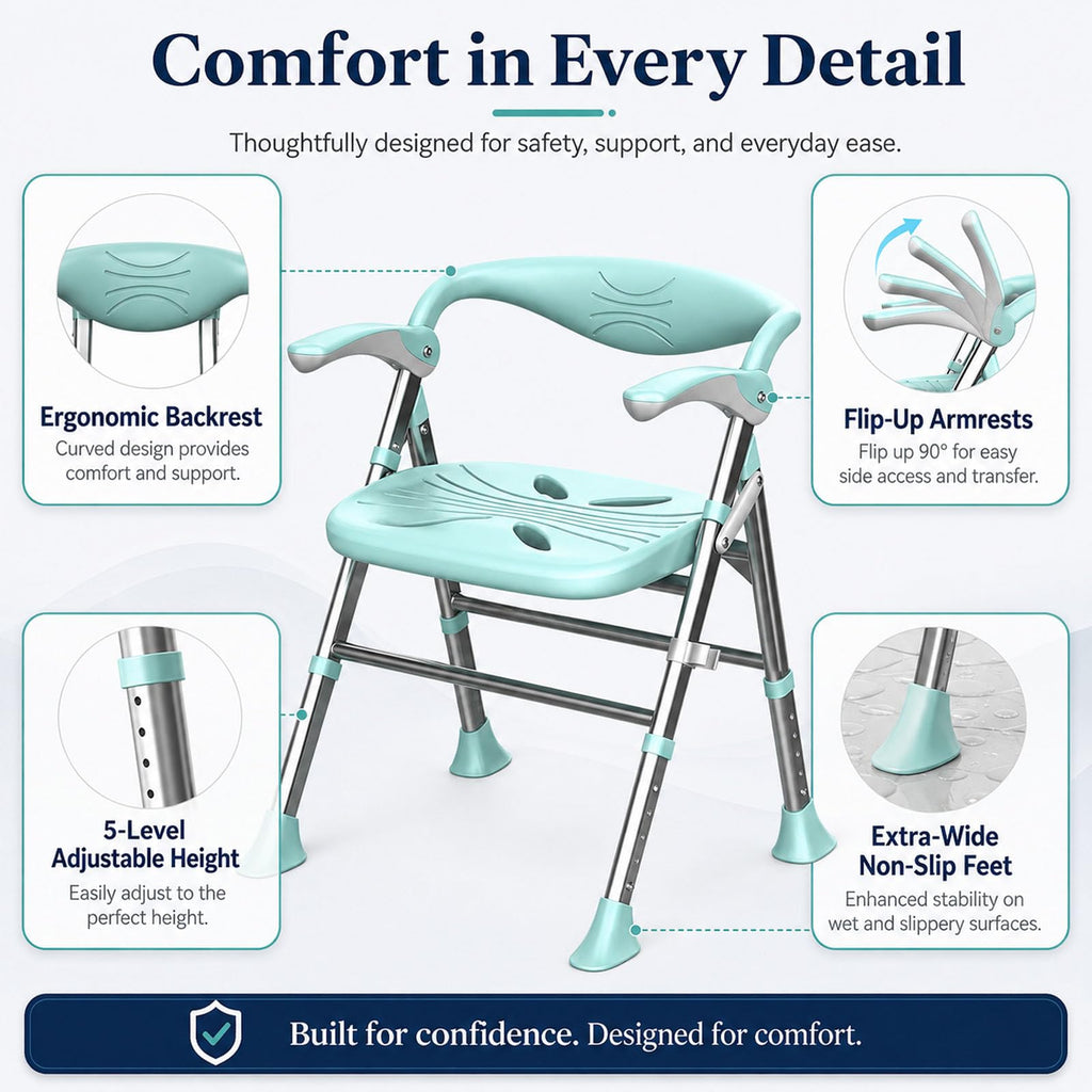 Heavy Duty Shower Chair with Arms and Back Y44568