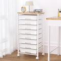 8 Drawer Rolling Storage Cart with Wooden Tabletop W36667
