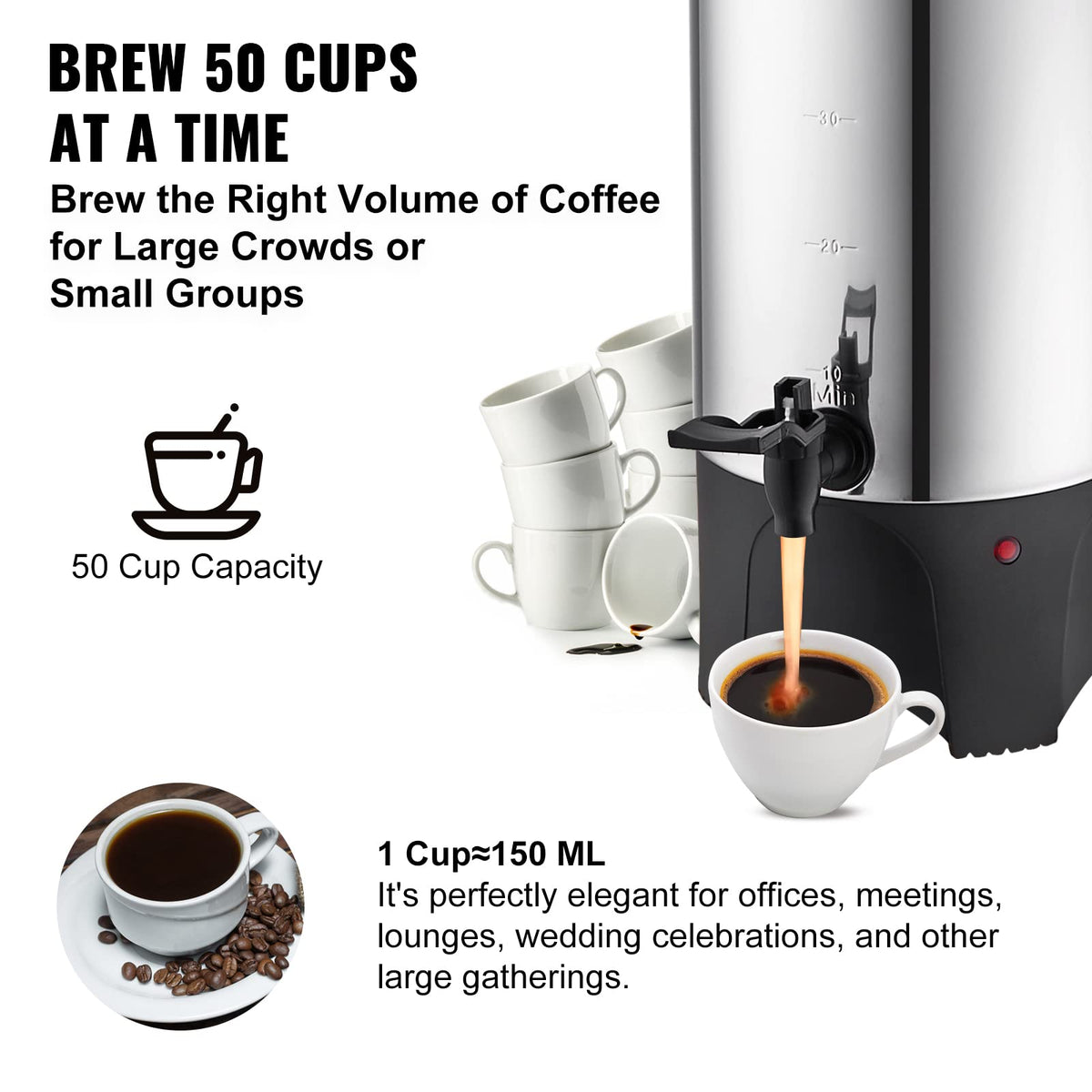 50 Cups Stainless Steel Commercial Coffee Urn Y463091