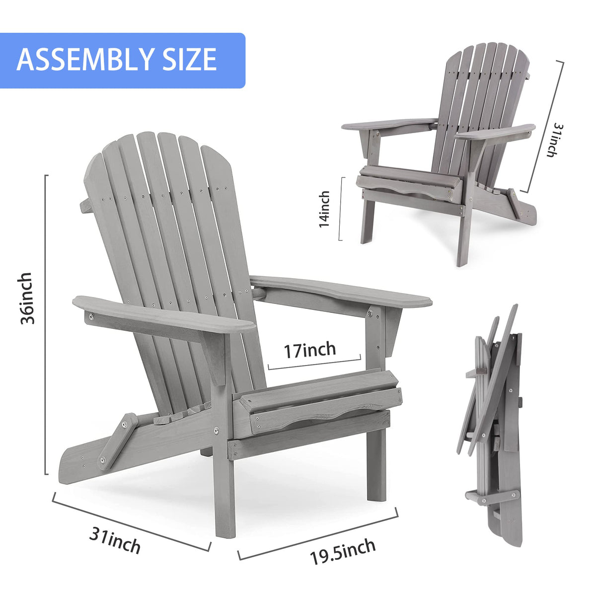 Solid Cedar Wood Adirondack Chairs Set of 2 Y528808