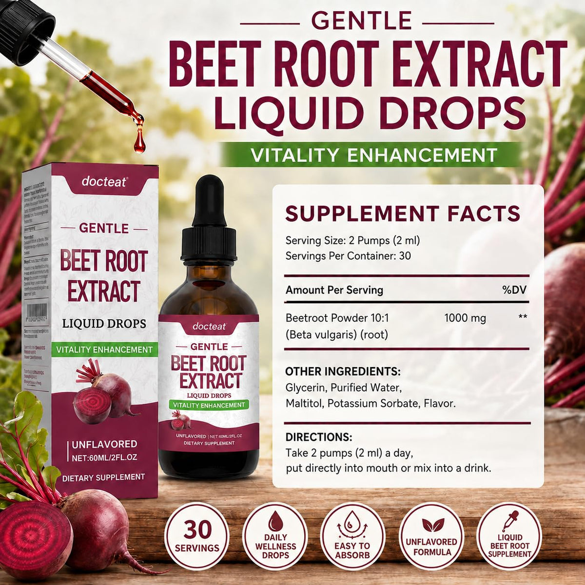 1000mg Beetroot Extract Liquid Drops 60mL R434