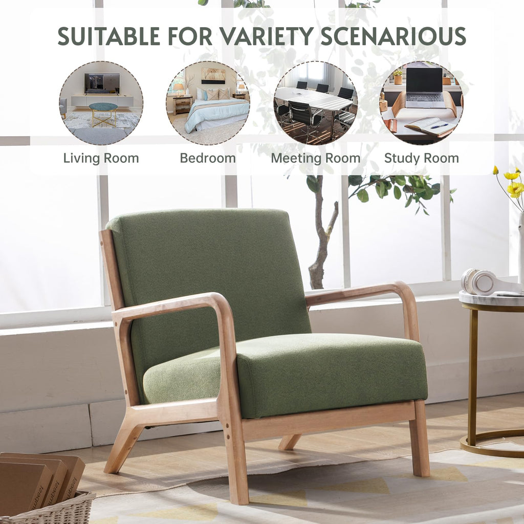 Mid Century Modern Accent Chairs Set of 2 Fabric Wood Armchair Z28572