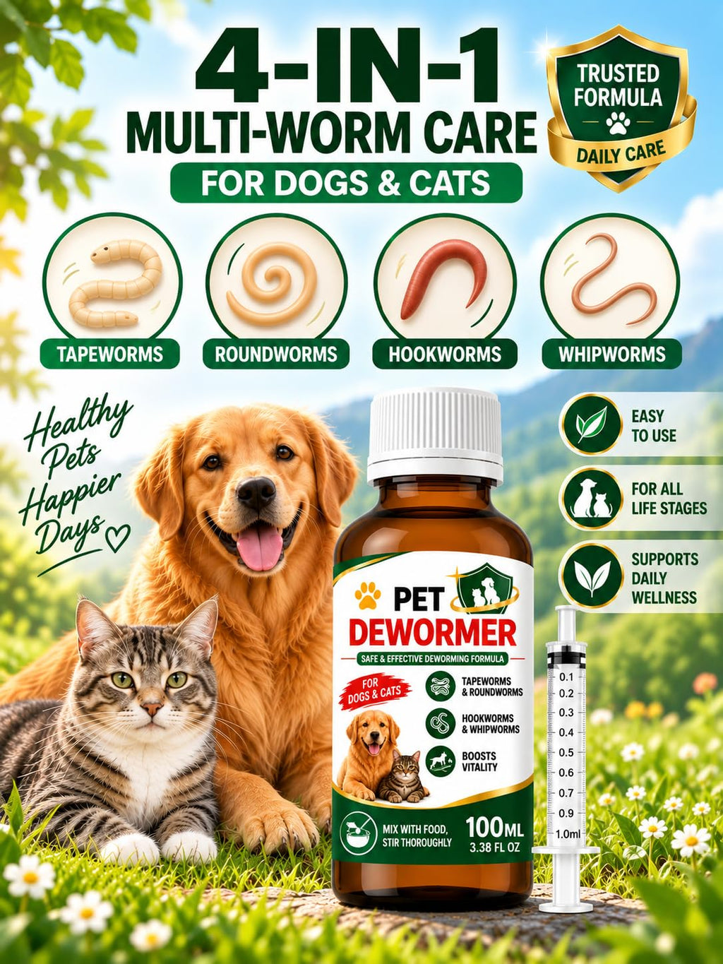 Praziquantel & Pyrantel Pamoate Oral Suspension for Dogs & Cats 3.38 fl oz F346