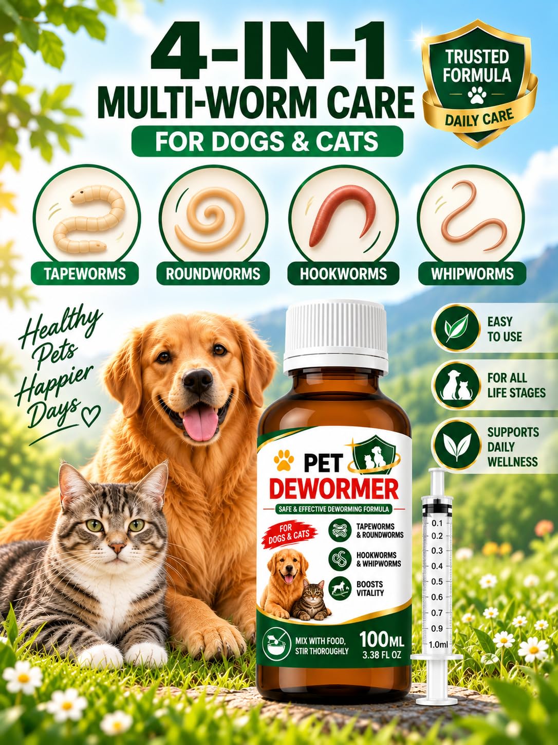 Praziquantel & Pyrantel Pamoate Oral Suspension for Dogs & Cats 3.38 fl oz F346
