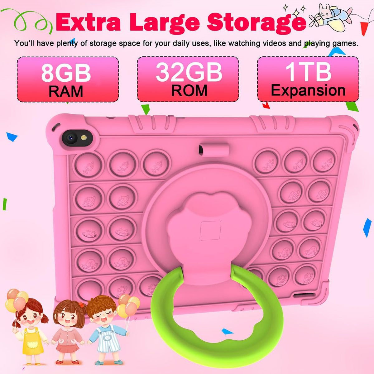 10 inch Kids Tablet 8GB RAM 32GB ROM Pink A28988