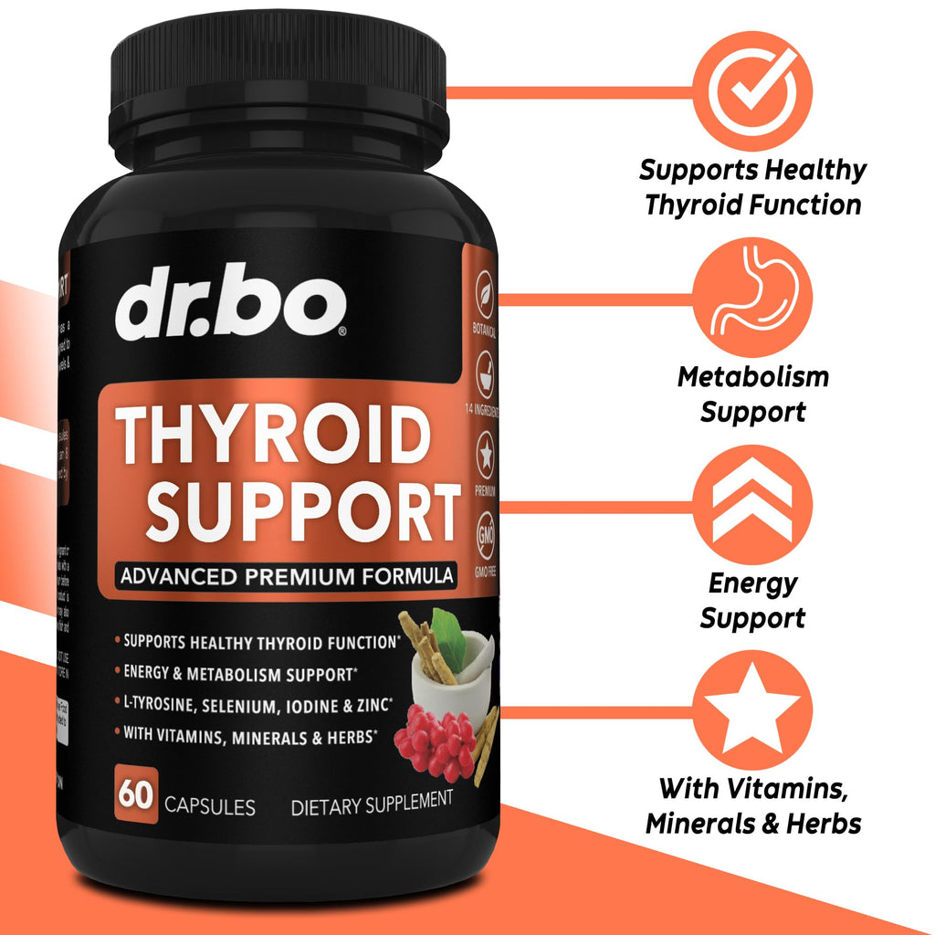 Thyroid Support Supplement with L-Tyrosine Selenium Iodine Zinc Bladderwrack Kelp Ashwagandha 60 Pills P760