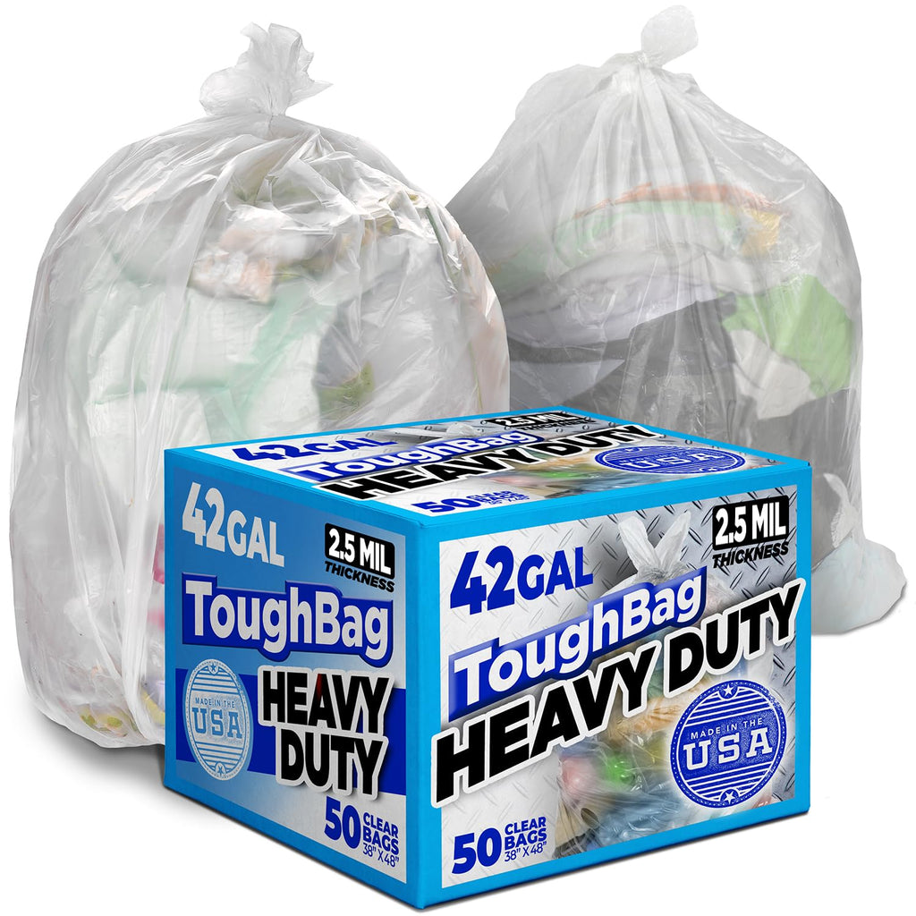 42 Gallon Clear Trash Bags 50 Count 3 Mil H597444