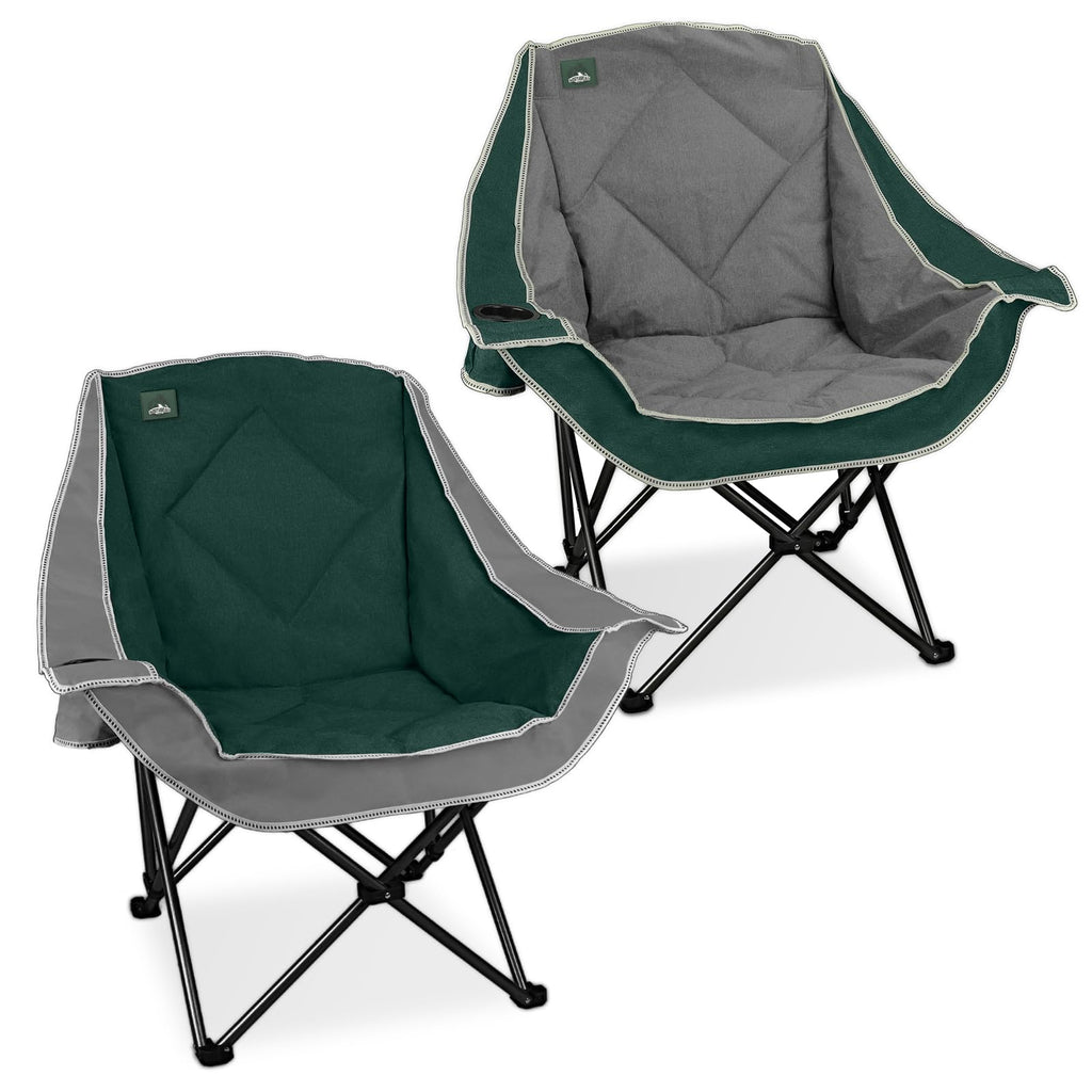 2 Pack Oversized Padded Folding Camping Chair with Cup Holder N2277