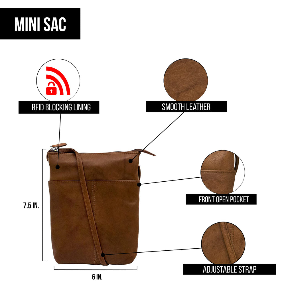 Leather Mini Crossbody Bag with RFID Blocking B1783