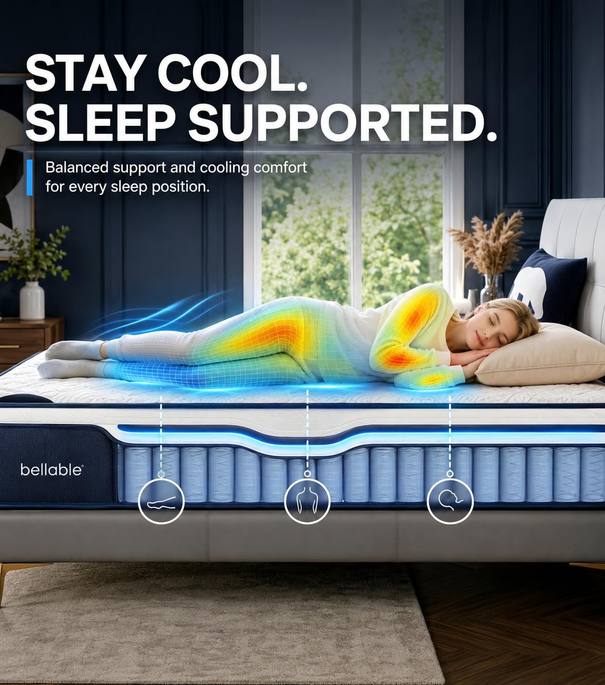 Full XL 14 Inch Cooling Gel Memory Foam Pocket Spring Mattress J965768