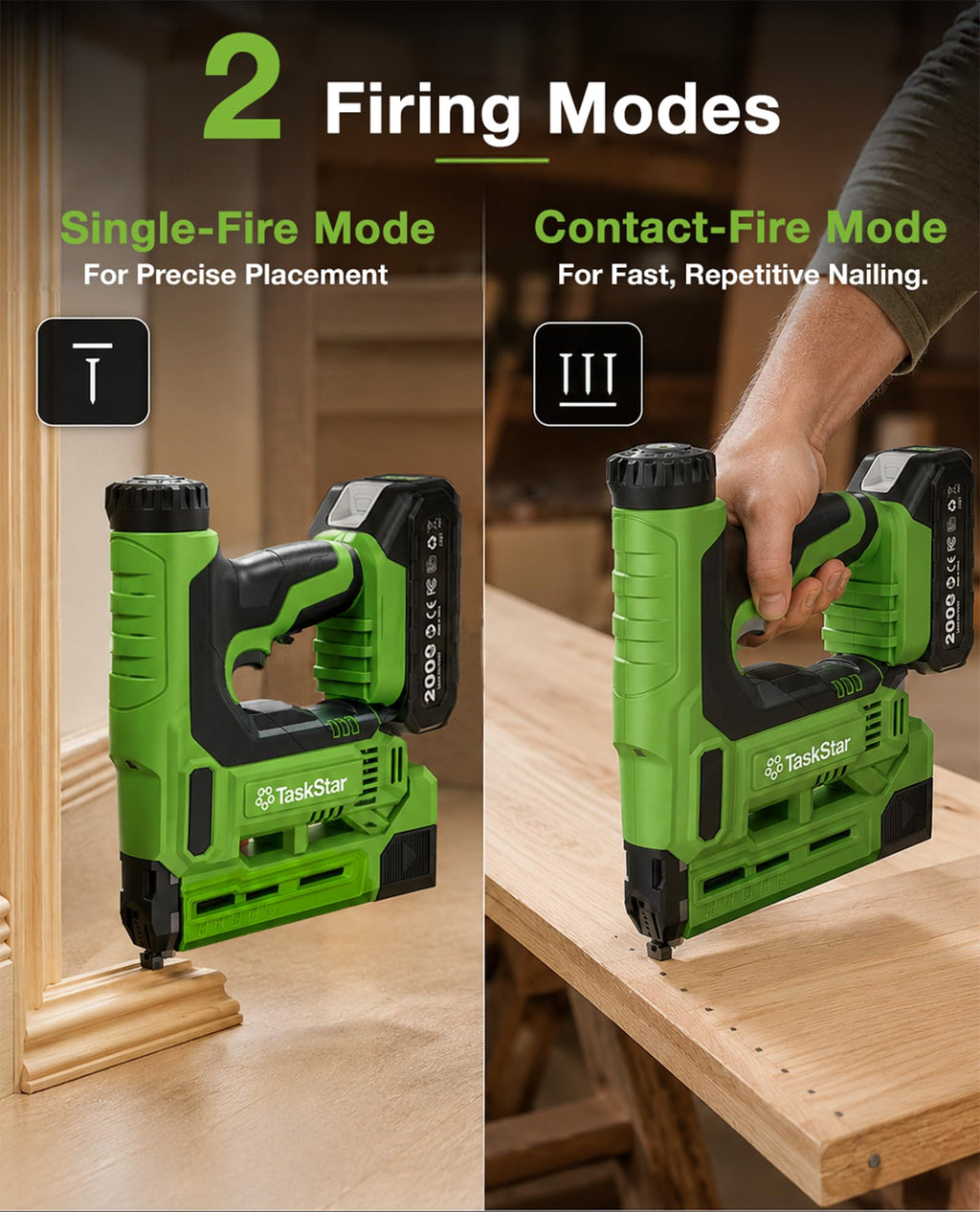 18-Gauge Cordless Brad Nailer 20V 2-in-1 Electric Nail Gun with 2 Batteries Z904820