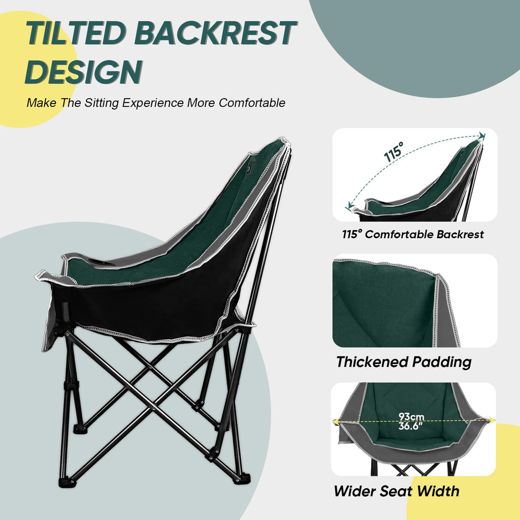 2 Pack Oversized Padded Folding Camping Chair with Cup Holder N2277