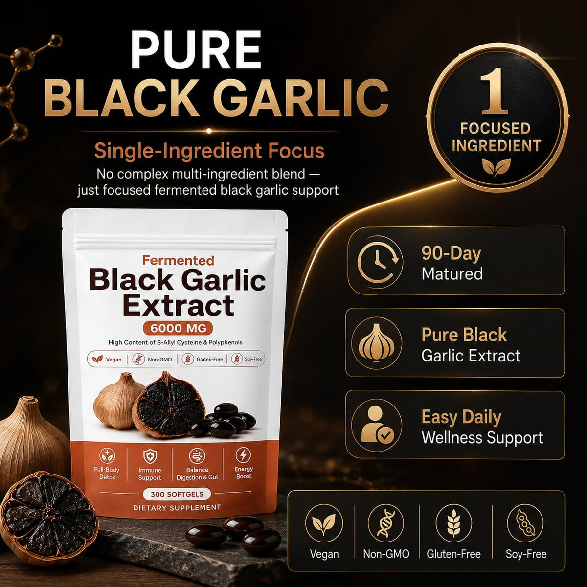 Fermented Black Garlic Extract Softgel 300 Capsules A840501
