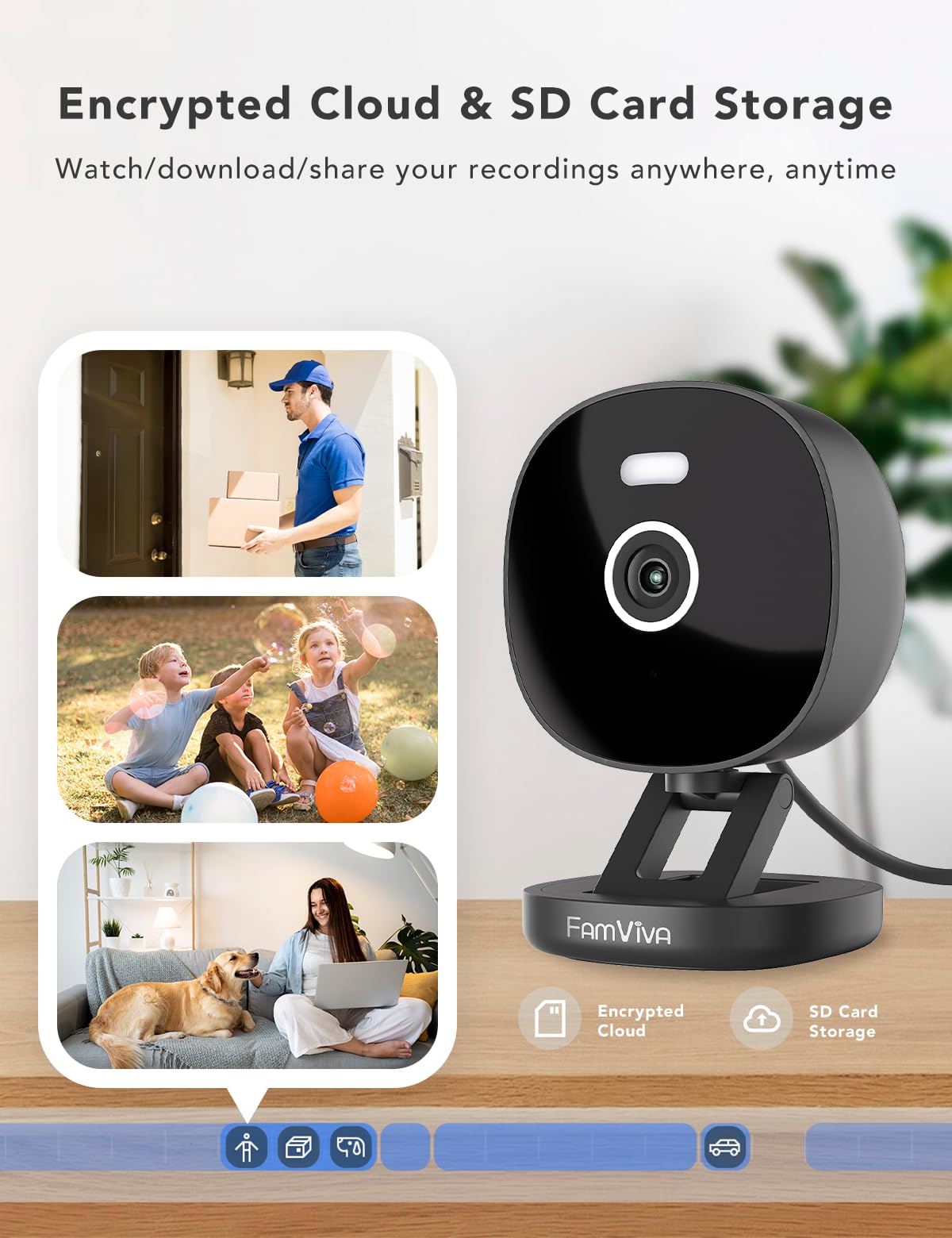 2K Wired Security Camera, Indoor/Outdoor, IP65 Waterproof Color Night Vision, Black D719507
