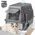 XXL Stainless Steel Enclosed Cat Litter Box with Lid, Mat & Scoop Z628