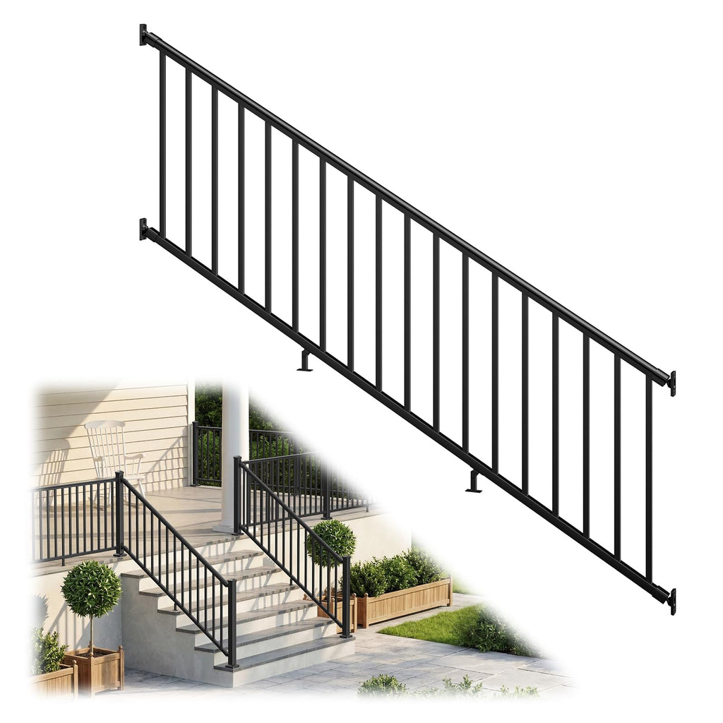 36 in. x 8 ft. Matte Black Aluminum Stair Railing Kit I8530