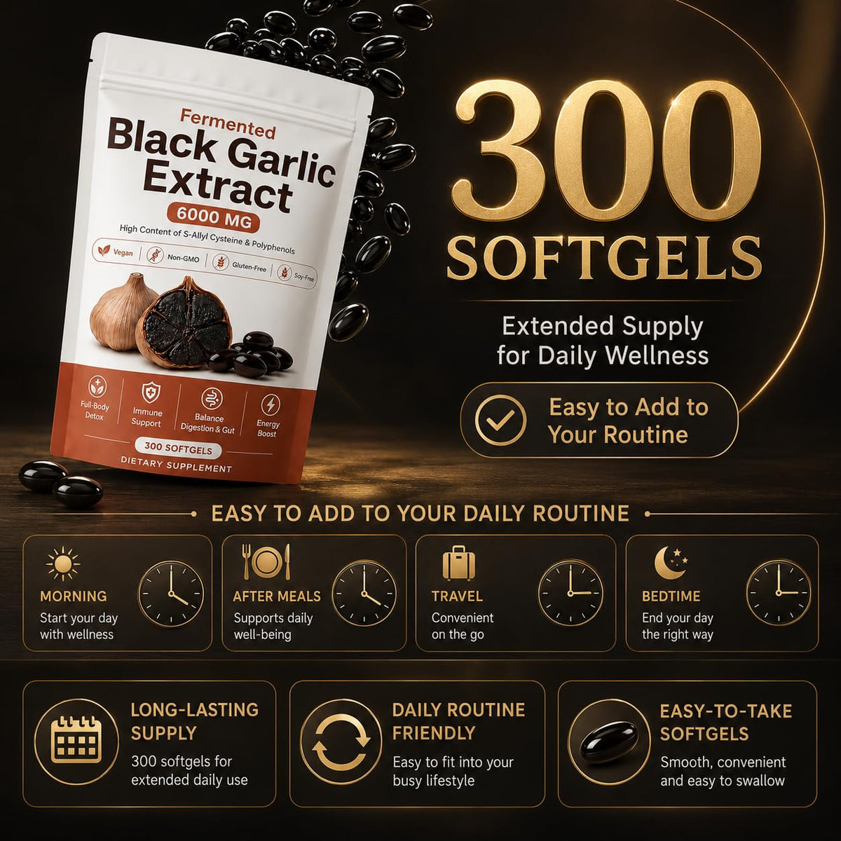 Fermented Black Garlic Extract Softgel 300 Capsules A840501
