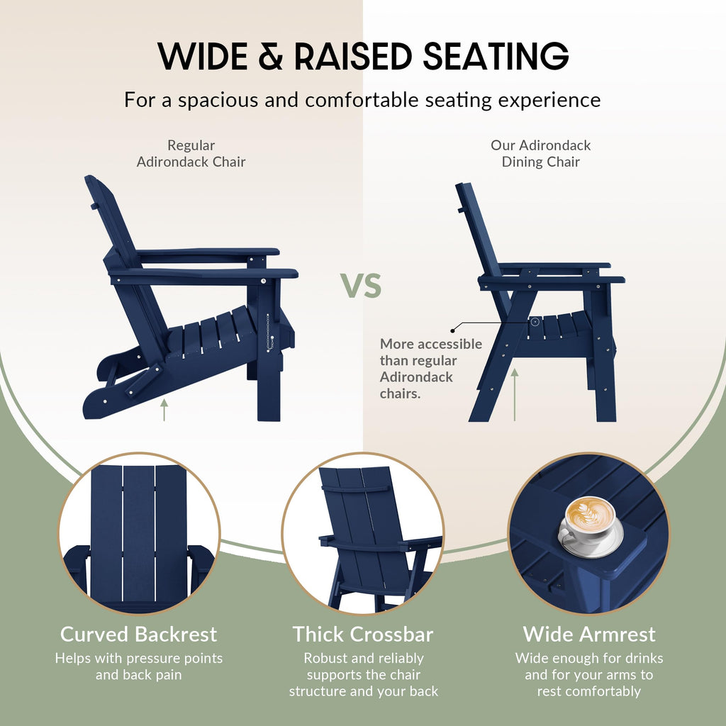 Navy Blue HDPE Plastic Adirondack Chair O31439