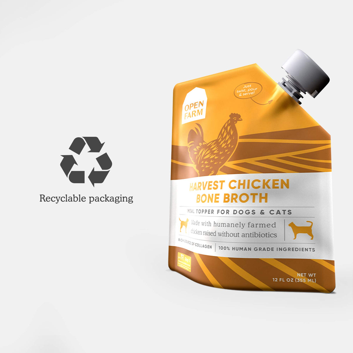 Chicken Bone Broth Food Topper for Dogs and Cats 12oz I9000
