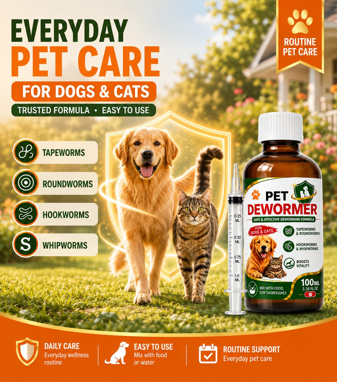 Praziquantel & Pyrantel Pamoate Oral Suspension for Dogs & Cats 3.38 fl oz F346