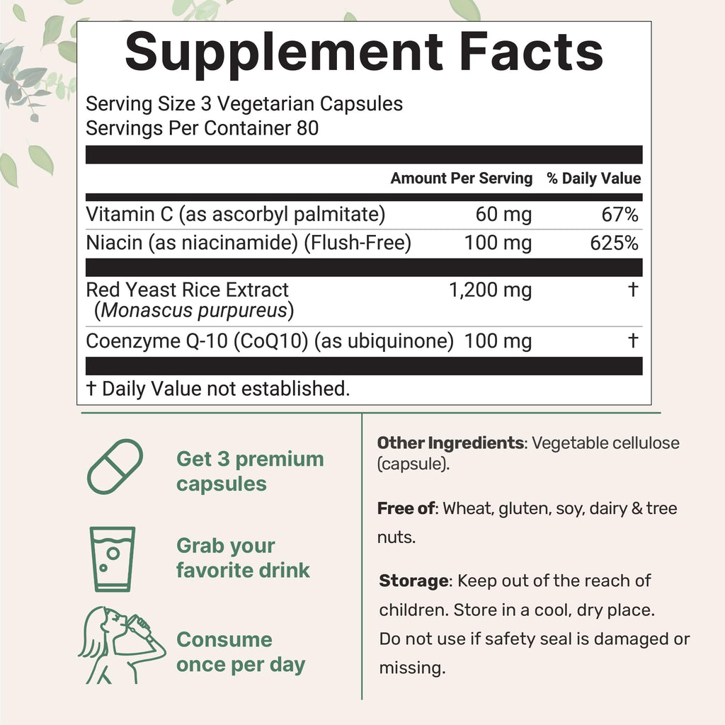 Red Yeast Rice with CoQ10 1200mg 240 Veggie Capsules K544352