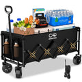 34" Extra Long Foldable Wagon with All-Terrain Wheels, 260 LBS Capacity Black E648