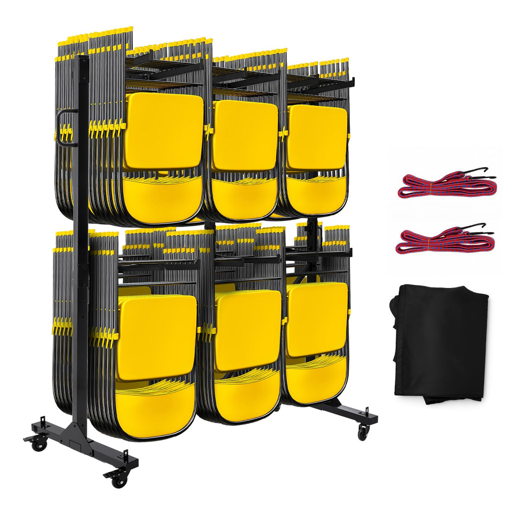 2-Tier Heavy Duty Folding Chair Cart with Wheels T766283