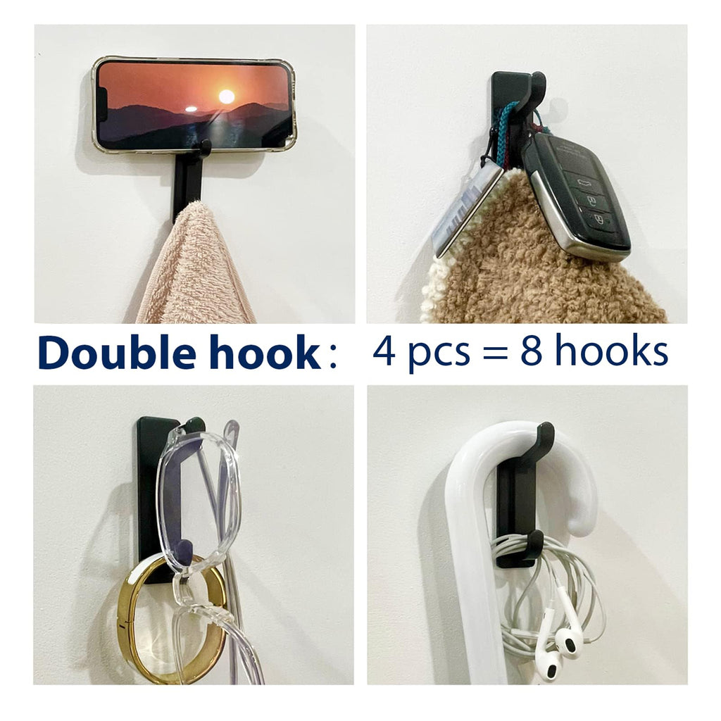 Black 4 Pack Stick-on Hooks M6876