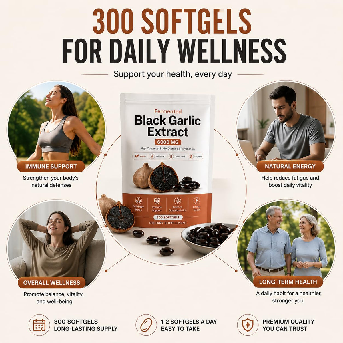 Fermented Black Garlic Extract Softgel 300 Capsules A840501