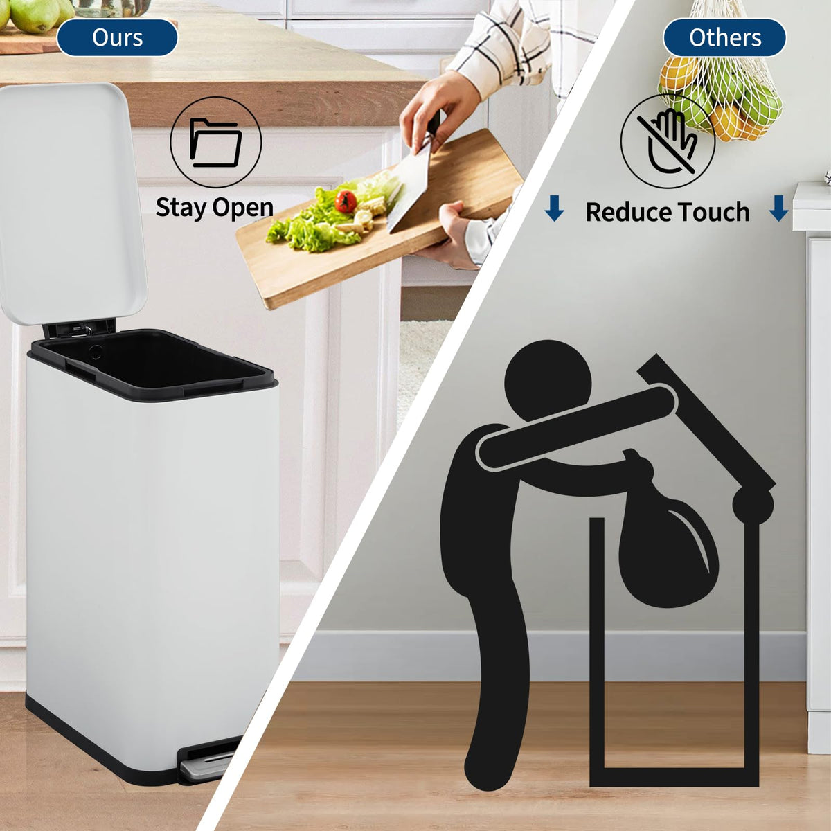 13.2 gal Stainless Steel Step Trash Can H12128