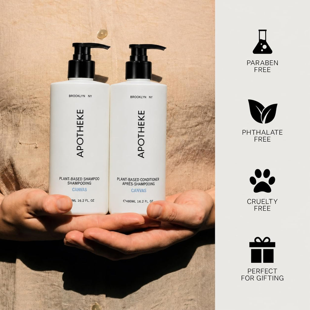 Plant-Based Shampoo and Conditioner Set with Aloe Chamomile Coconut and Jojoba Oils, 16.2 Fl Oz Each P751073