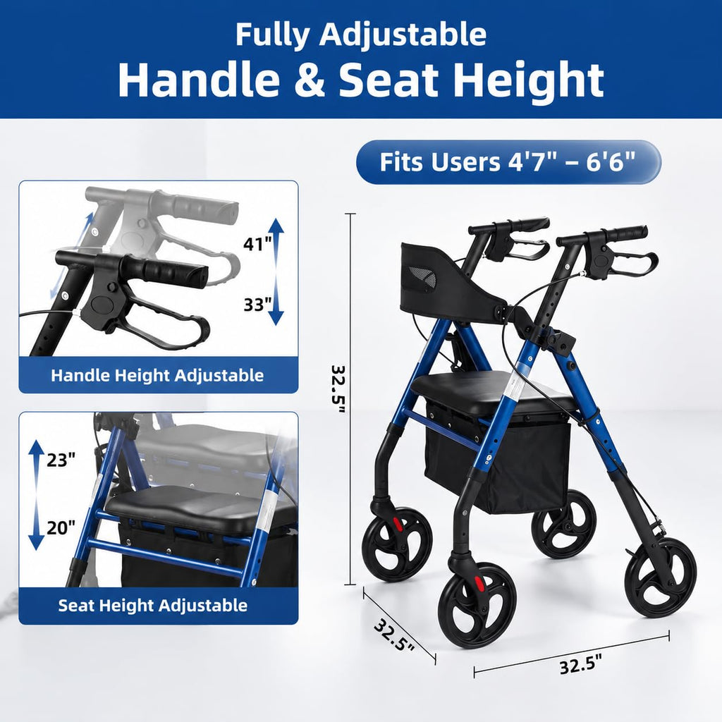 Rollator Walker with Seat 350 lb Capacity M55824