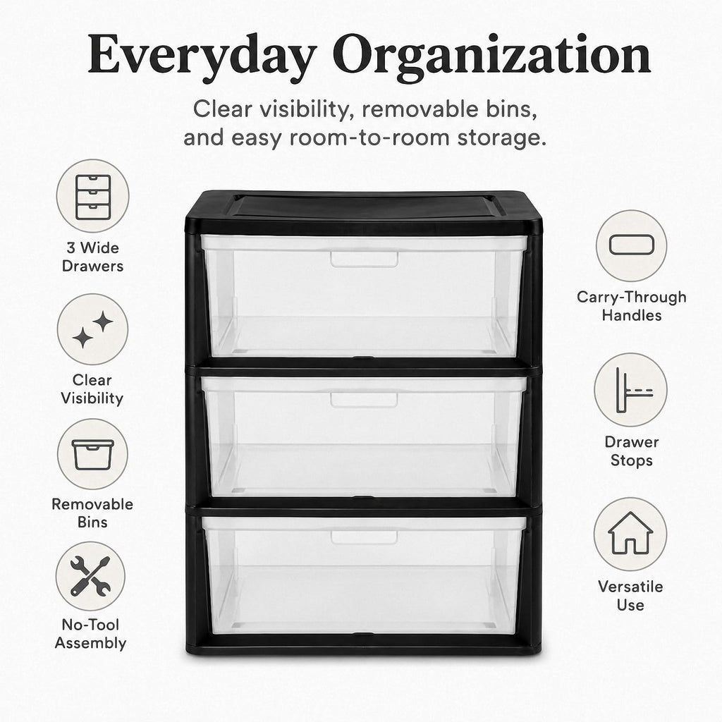 3 Drawer Plastic Storage Cart T4511