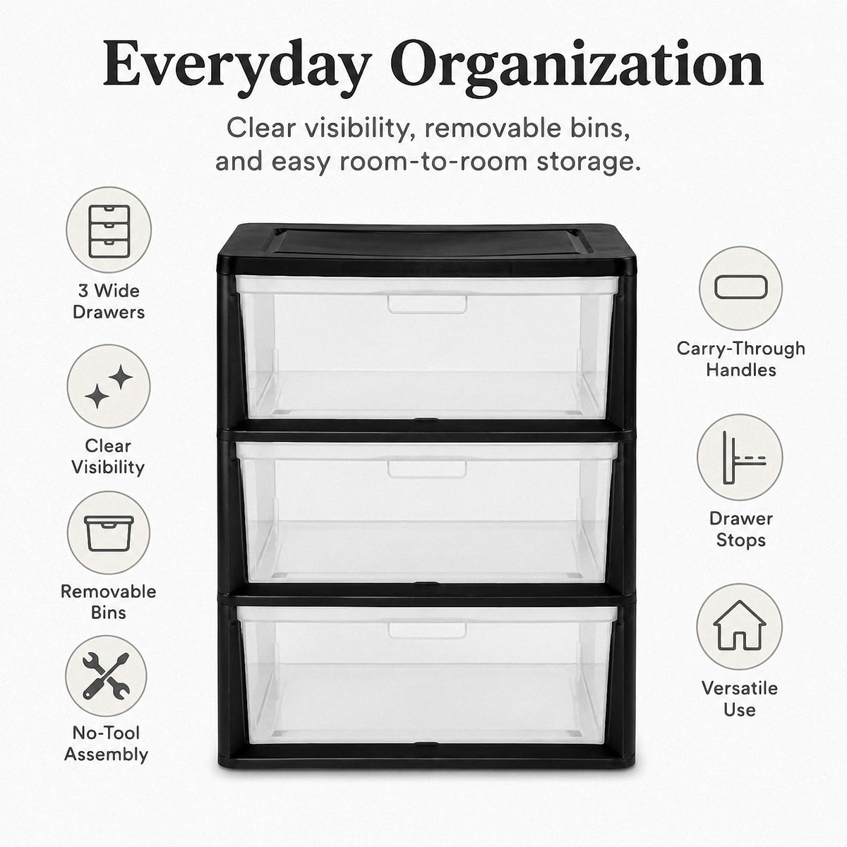 3 Drawer Plastic Storage Cart T4511