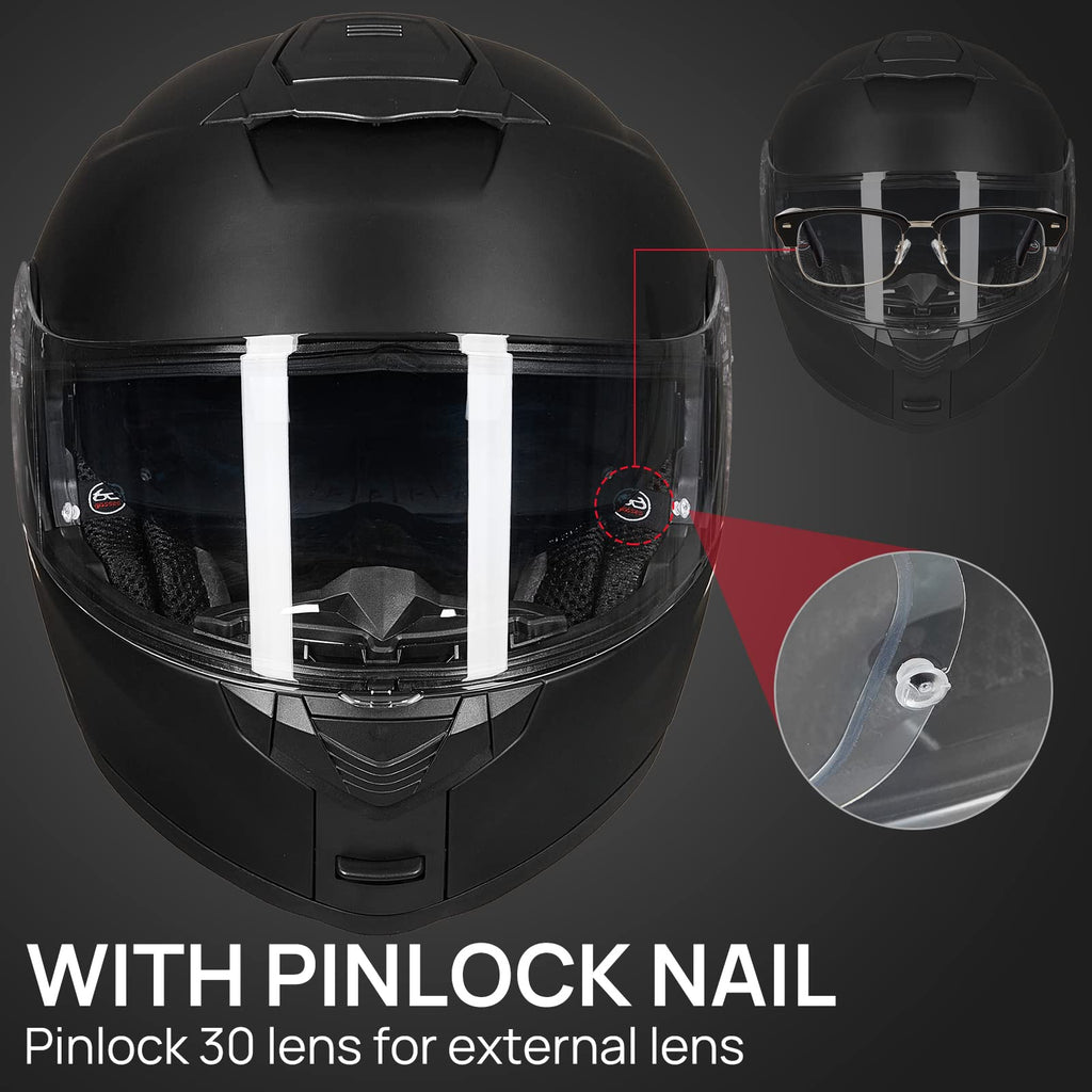 Matte Black Large Modular Full Face Motorcycle Helmet U263146