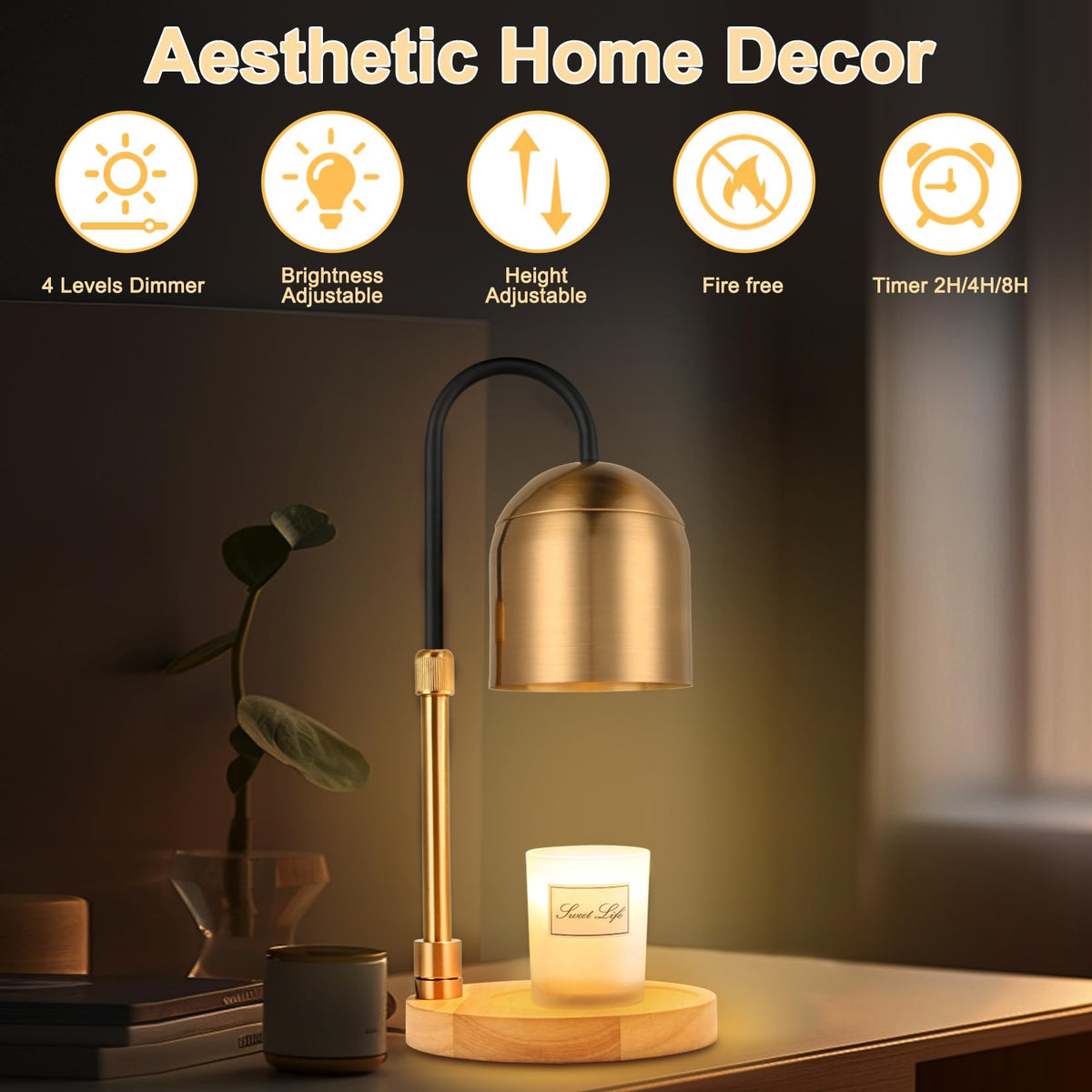 Dimmable Electric Candle Warmer Lamp with Timer V1318