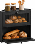 Double Layer Bamboo Bread Box with Wavy Windows Z19013